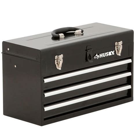 husky 20 in 3-drawer metal mobile tool box with tray|husky stackable tool.